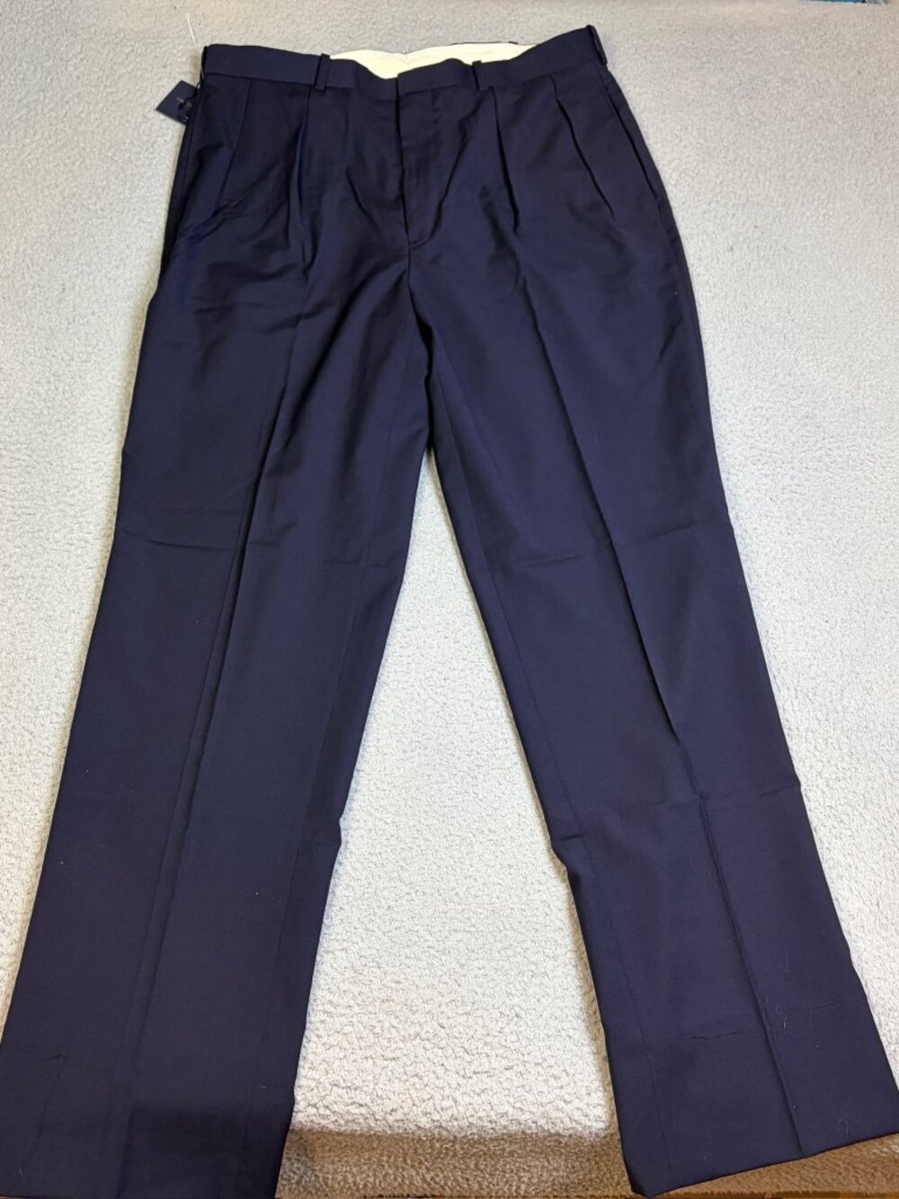 NWT Vintage Polo By Ralph Lauren Pants Mens 36 Blue Unhemmed Wool Double Pleated